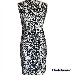 Talbots Black and White Animal Print Sheath Dress